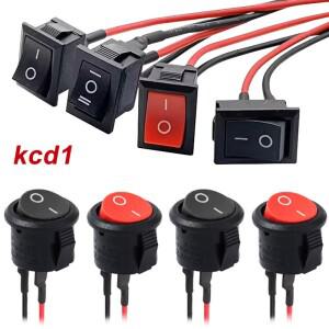 5Pcs KCD1 미니 로커 스위치 6A/250V 10A/125V 전원 ON OFF 자동차 보트 용 와이어 케이블 토글
