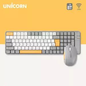 [유니콘]트렌디한 블루투스 무선 키보드 마우스세트 저소음 충전식 2.4G+BT BK-1000SB