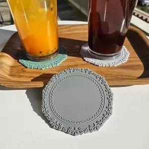 [콩심팥심]다용도 실리콘컵받침 컵 티웨어 코스터 그레이 방지 잔받침