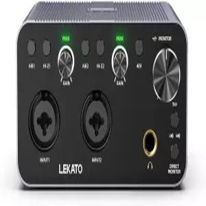 LEKATO USB 오디오 인터페이스 24비트/192kHz XLR 스마트폰 컴퓨터 녹음 스트리밍 기타 음악 제작을 위한
