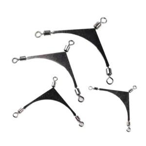 스테인리스 스틸 롤링 폴 커넥터 연결 링 낚싯줄 얽힘 방지 3 웨이 스위블 낚시 지그 헤드 10 개