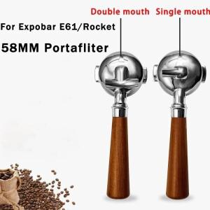 Expobar E61/Rocket Coffee Portafliter 58MM 스테인레스 스틸 핸들 필터 범용 싱글/더블 입 커피 액세서리