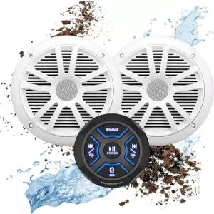 BOSS 오디오 시스템 MG150W.6 마린 보트 스테레오 사운드 스피커 패키지 - 내장 2개의 채널 앰프 헤드 유닛