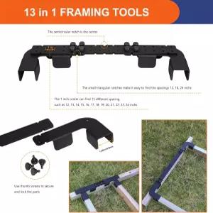 VANROUG 13 in 1 프레임 도구 12-24 인치 크기 조절 가능한 스터드 레이아웃 가정용 DIY 프로젝트용 정밀