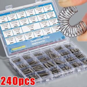 240PCS/박스 압축 스프링 모음 키트 304 스테인리스 스틸 15가지 크기 소형 기계 수리 DIY 프로젝트용