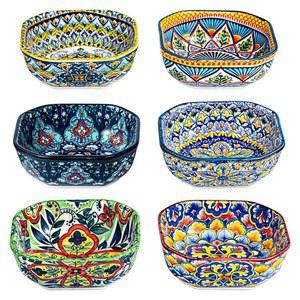 헨엑스펜 리드 보호 디핑 볼 u2013 8온스 작은 세라믹 스낵 볼, 딥, 살사, 반찬용 사각 간장 접시, 디저트 u2013 4 3인치 애피타이저 접시 세트 6개