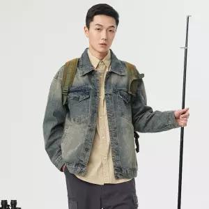 원더우면 남자 데님 빈티지 오버핏 자켓 봄가을 세미 빅사이즈 칼라 코트 상의 청자켓 클래식 OPH1