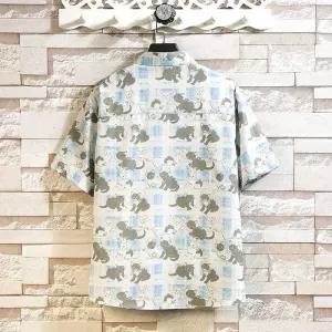 샤오원샵 남성 상의 박시 키작남 잔꽃 셔츠 반팔 솔리드 빅사이즈 꾹1