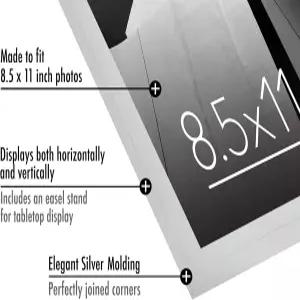 깨지지 않는 유리가 장착된 아메리칸 플랫 8.5x11 액자 - 유선형 컬렉션 테이블탑 및 벽 디스플레이용 얇은