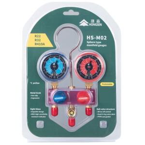 Hongsen HS-M02 M02-410-22-A 에어컨 냉매 매니폴드 게이지 세트 R410A R22용 불화물