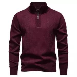 호크아이 남자 캐주얼 니트 집업 빅사이즈 하이넥 데일리룩 반 KUK1