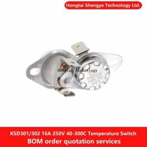 세라믹 상시 폐쇄 온도 스위치 온도조절기 KSD301/302 센서 16A 250V 40-180 도 85/95/100/125/180C