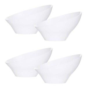 플라스틱프로 일회용 앵글 플라스틱 그릇 원형 작은 서빙 그릇, 파티용, 간식용 또는 샐러드용 그릇, 흰색, 8팩