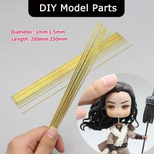 길이 200/250mm 황동 막대 튜브 얇은 원형 직경 1mm 구리 와이어 초경량 점토 모델 장면 지원 DIY 부품