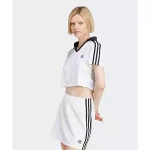 ADIDAS 아디다스 풋볼 자카드 브이넥 크롭 폴로 셔츠 화이트 JD2608