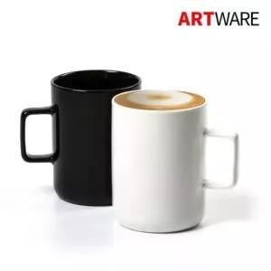 아트웨어 도자기 블랙 화이트 머그컵 2P세트 400ml 아트웨어 도자기 블랙
