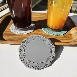 실리콘 컵 그레이 코스터 원형 컵코스터 컵받침