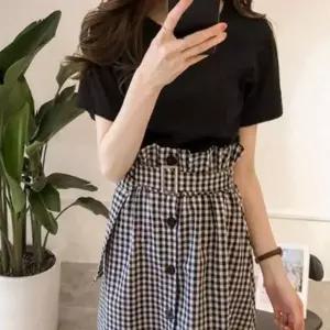 여성 반팔 린넨 투피스 세트 스커트 셋업