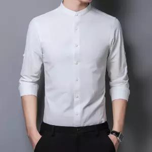 남성셔츠 30대 봄가을 넥 긴팔 셔츠 봄 슬림핏 패션 심쿵해외구매