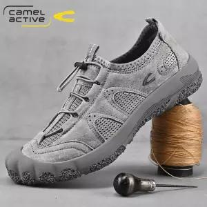 남자신발 미끄럼방지 스니커즈 쿠셔닝 통기성 가죽 여름 여행화 심쿵