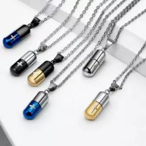 알약 보관 캡슐 목걸이 펜던트형 비상약 케이스 유니크 패션 주얼리 소품