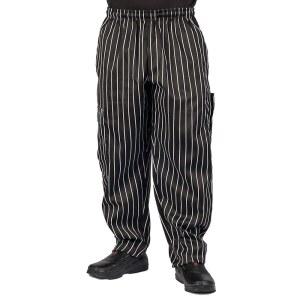 남녀용 KNG 초크 스트라이프 배기 카고 셰프 팬츠 u2013 드로스트링 허리