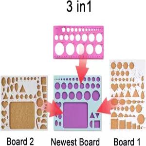 핀이 있는 YURROAD 3 in 1 종이 퀼링 템플릿 보드 뜨개질 코르크 모양 몰드 DIY 도구