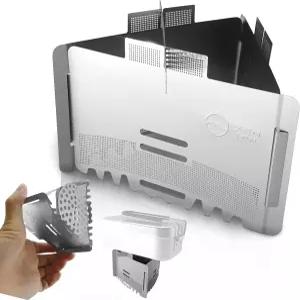 ZEN 캠프 알코올 또는 고체 연료 스토브용 트레이 윈드스크린이 있는 초경량 접이식 스테인리스 냄비