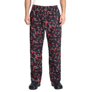 남성용 엘라스틱 배기 셰프 팬츠 플로럴 레스토랑 워크 및 쿡 유니폼