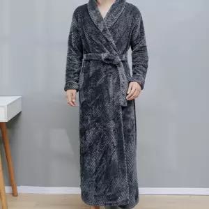 겨울 호텔 남성 샤워가운 플리스 롱 홈웨어 목욕가운