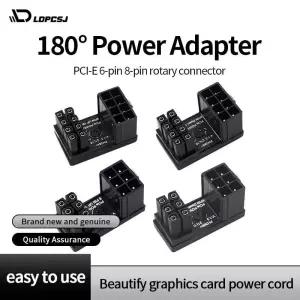 LDPCSJ 180 ° 회전형 엘보우 PCIE 그래픽 카드 전원 어댑터 커넥터 G PSU 스티어링 6핀 8핀 배선
