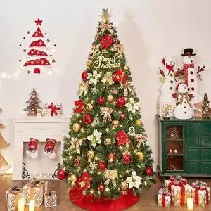 270cm 카니발 골드N레드 솔잎 트리 풀세트(전구포함)-WD435F1