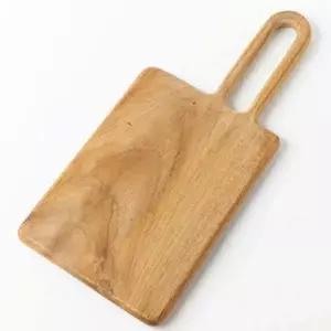 티크나무 플레이트 직사각 손잡이 도마 40cm-WD4334D__