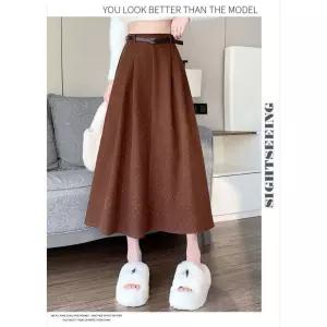 피콜로 치마 미디 모직 여친 데일리룩 정장 도트 주름 A라인 우산 KUK1