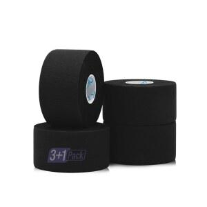 OK 테이프 애슬레틱 스포츠 4 팩) - 롤당 45피트 매우 강력한 운동선수 및 트레이너용 응급처치 부상 랩, 배트의 손가락 발목 손목, 하키 스틱 블랙