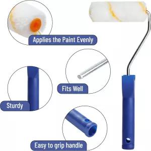 베이츠- 4인치 페인트 롤러 키트 5개 블루 트레이 및 프레임 소형 세트