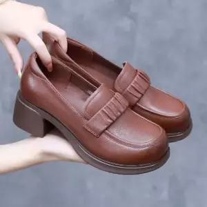 가을 봄 캐주얼 빈티지 여사친 로퍼 사계절 단화 플랫 소 리얼 가죽 구두 작은 MN OOTD3