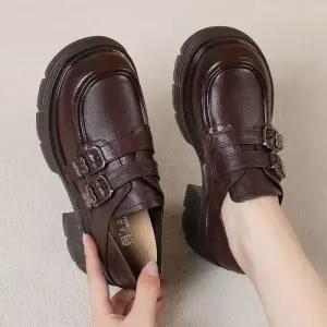 여친 빈티지 가을 로퍼 사계절 MN 단화 구두 라운드토우 진피 플랫 키높이 OOTD3