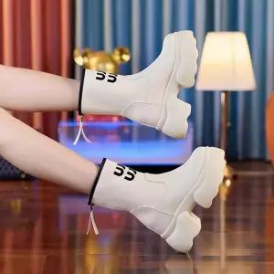 여성 MN 워커힐 초경량 통굽 워커 옥스퍼드 패션 뒤지퍼 키높이 부츠 OOTD5