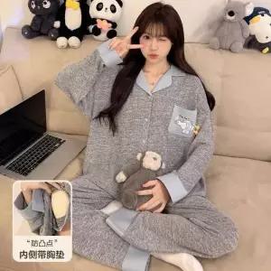 픽호샵 바지 커플 잠옷세트 파자마 봄가을 카디건 귀여운 캐릭터 긴팔 세트 패드 포함 꾹3