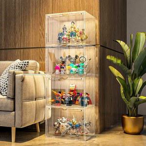 투명 피규어 장식장 인형 보관 진열장 4단 바이탈 오렌지