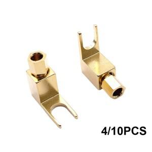 4/10pcs 골드 도금 Y 스페이드-바나나 플러그 어댑터 U 포크-스피커 오디오 케이블 용 바나나 소켓 고
