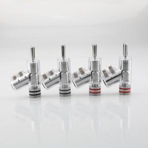 오디오크라스트 로듐 도금 자동 잠금 스피커 케이블 바나나 플러그 커넥터 오디오 앰프 Y자형 건 타입 어댑