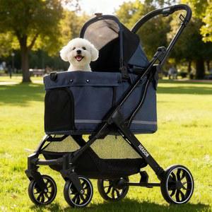 방수 레인 커버가 있는 반려견 유모차, 위한 4륜 조절 캐노피가 유모차 가능한 최대 접이식 소형/소형/소형견을 선쉐이드 여행용 121파운드 튼튼한 반려동물