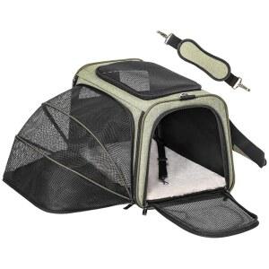 펫핏 확장형 고양이 캐리어 반려견 캐리어, 항공사 안전 소프트 포켓용 잠금 지퍼 고양이, 사이드 플러시 강아지, 세척 반려동물 및 휴대용 탈착식 승인 여행 매트