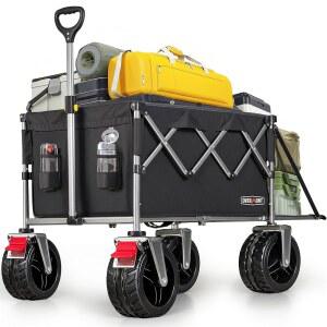 테일게이트가 있는 오버몬트 접이식 왜건 - 캠핑 야외 듀티 위한 식료품을 유틸리티 헤비 가든 49.2인치 지원 카트 비치 스포츠 300파운드 확장형