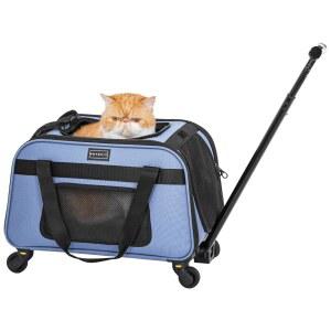 바퀴가 달린 펫핏 반려동물 캐리어, 작은 고양이를 손잡이가 위한 13파운드 캣 블루 미만의 완벽한 있는 승인 롤링 여행에 텔레스코픽 항공사