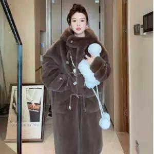 겨울 퍼 코트 페이크 에코퍼 떡볶이 후드 롱코트