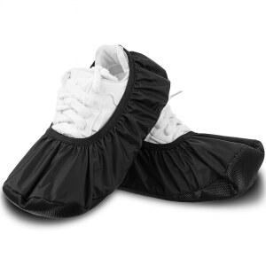 2개 볼링화 커버 여성 남성 재사용 가능한 신발 세탁 볼링 폴리에스터 스포츠 게임 용품 보호 액세서리 실내 애호가 블랙 사이즈 14.5 5.1인치