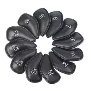 [셀러에이드]12종세트 인조가죽 골프 아이언 클럽 헤드 커버 덮개 파우치 골프채